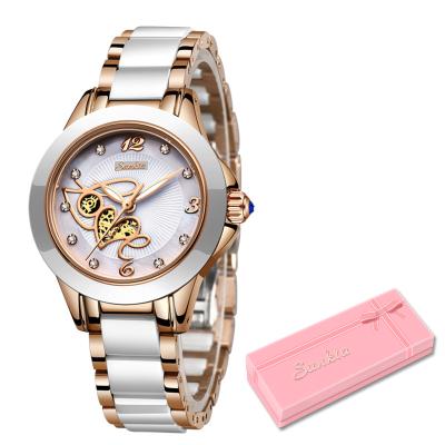 China SUNKTA 6607 Diamond Surface Ceramic Strap Fashion Waterproof Women Watches Top Brand Quartz Watch Women Luxury Gift for sale