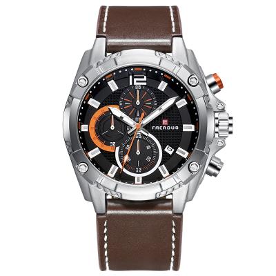 China Automatic date FAERDOU F8213 style frontier hot sports watch men casual belt quartz luminous simple watch for sale