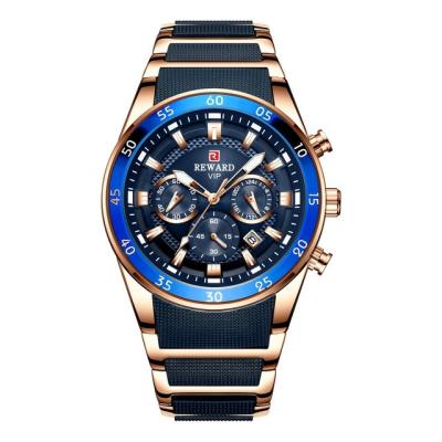 China Relogio Masculino Quartz Business Waterproof Wristwatches REWARD Calendar Watches Full Men Luxury Blue Steel Chronograph Watch Brand Men for sale