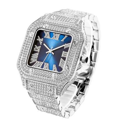 China Waterproof MISS FOX V324 Brand Luxury Full Square Rhinestone Design Square Dial Mens Watch Stainless Steel Strap Waterproof Quartz Mens Watch for sale