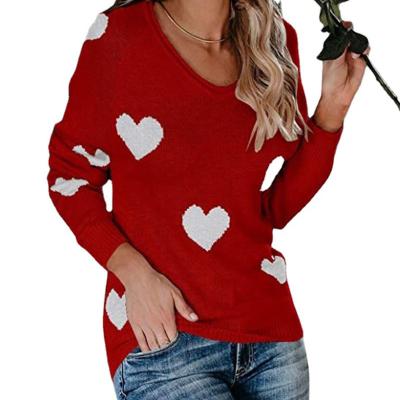 China Custom Wholesale Winter Sweater Teens Korean Fashion Anti-wrinkle Pattern Knitwear Pink Heart Transparent Acrylic Plus Size Women's Sweaters for sale