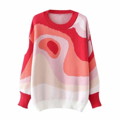 China Anti-wrinkle cloud pattern loose casual jacquard knit high quality cute luxury cashmere knitted women autumn crewneck sweaters sweater for sale