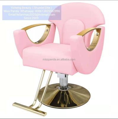 China Modern Reclinable Barber Chairs For Sale Cheap Hair Salon Pink Styling Adjustable Barber Chair for sale