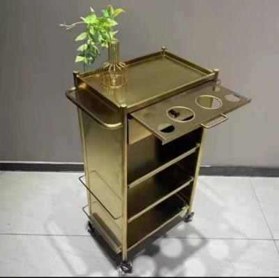 China Modern barber shop folding stainless steel trolley. Barber shop, barbershop. Ironing trolley. Beauty cart. Shelf.van for sale