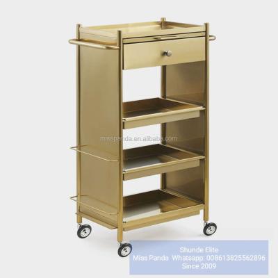 China Modern Japanese Style Hair Salon Stainless Steel Trolley Barber Tool Cart Modern Metal Ironing and Dye Folding Trolley Salon Trolley for sale