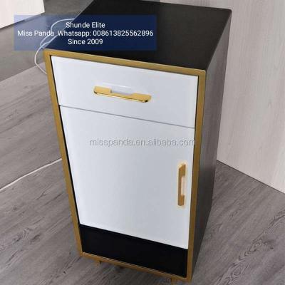 China Modern barber shop tool cabinet. Drawer type barber hair cutting products floor cabinet. Special storage counter for hair salon for sale