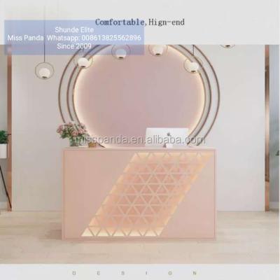 China Modern factory beautiful or green luxury light pink reception table with LED light for living room furniture for sale