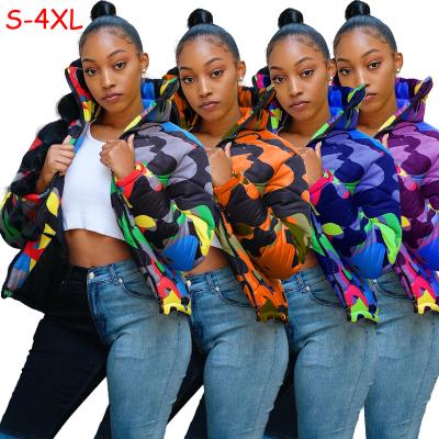 China Breathable Camouflage Printing Winter Bubble Coat Autumn Clothing For Women Plus Size Breath Coats Stripper Jacket for sale