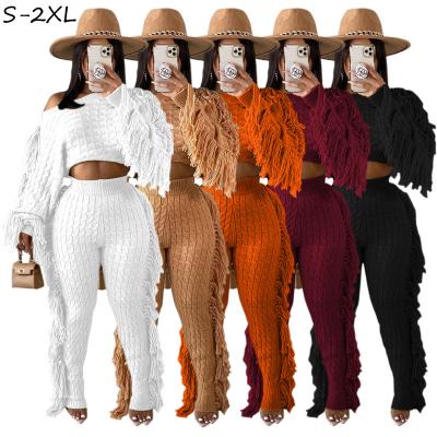 China Custom Women's Breathable Pants And Trousers Two Piece Cover Up Pants Set Women Winter Clothes Fringe Pants for sale