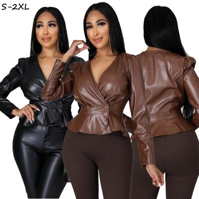 China Blazer Women Waterproof Leather Coats For Coat Women Winter 2021 Leather Jackets For Ladies for sale