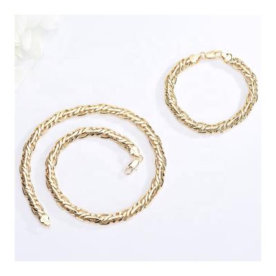 China FASHIONABLE Wholesale Real 18k Gold Plated Chains Necklace Bracelets & Bangles Small Set Custom Gifts for sale