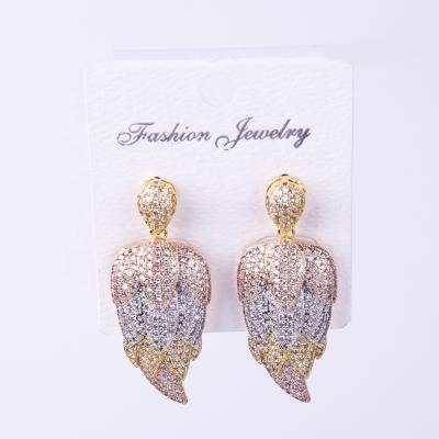 China FASHIONABLE Stylish Drop Earrings Copper Wedding Gold Plated Popular Zircon Earrings for sale