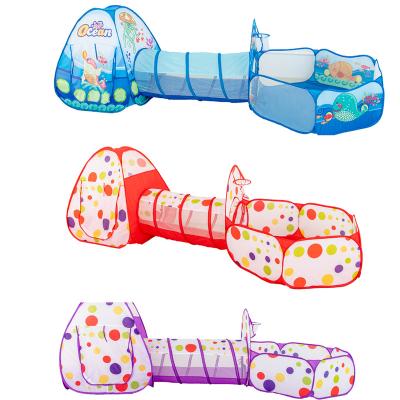 China Easy Foldable Kids Play Tunnel Crawling Tent Portable Kids Tent 3Pcs/set Toy Ball Pool Balls Pit Tent Kids Teepee Game Room for sale