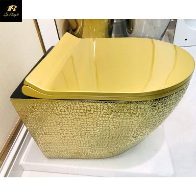 China Springlegroup Luxury Crocodile Leather Noise Reduction Ceramic Hidden Cistern Wall Hung Decorative Water Cistern Concealed Toilet for sale