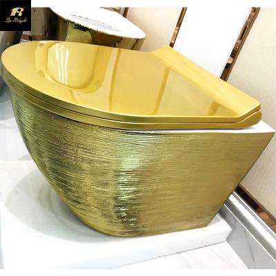 China Hidden Tank Small Bathroom Ware Sanitary Water Saving Easy Install Frameless Wall Mounted Ceramic Gold Toilet for sale