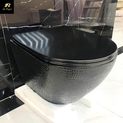 China Hidden Cistern Instagram Dragon Scale Pattern Insulate Odor Bathroom Sanitary Ware Ceramic Black Toilet Bowl for sale