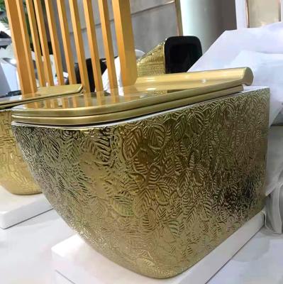 China Factory Supply Gold Border Decoration Pattern Design WC Hidden Multicolor Ceramic Hidden Sanitary Toilet Tankless Water Tank for sale