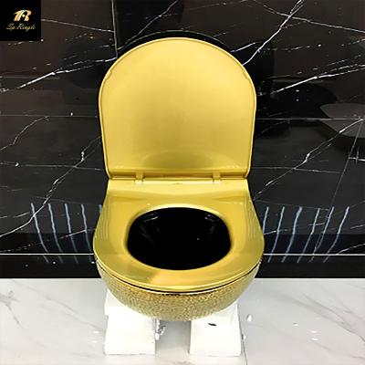 China Hidden Cistern China Supplier Bathroom Wall Hung Suspended Full Water Cistern Gold Plated Toiletless WC Rimless for sale