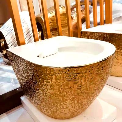 China Springlegroup Custom Round Bowl Hidden Cistern Golden Wall Hung Modern Ceramic Sanitary Ware Wc Composting Bathroom Toilet for sale