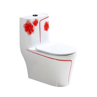 China Automatic Operation Springlegroup New Pattern Pad Cover Bathrooms Light Luxury Red One Piece Porcelain Wc High Quality Toilet for sale