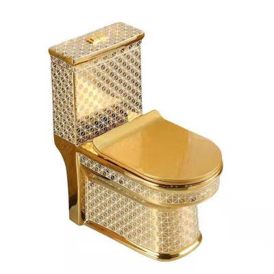 China Automatic operation royal flush vortex personalized antique air freshener double resting flush diamond gold luxury creative toilet for sale