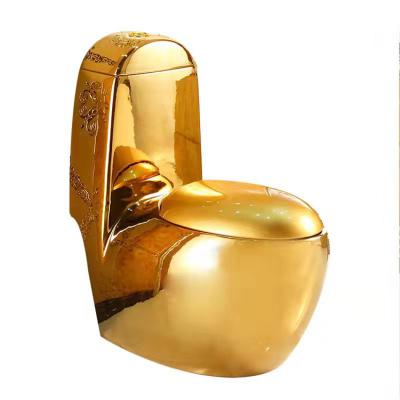 China Automatic Operation Modern Durable European Sanitary Ware Deodorizing Egg Shaped Style Gold Plated Porcelain WC High Quality Toilet for sale