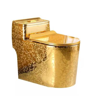 China Automatic Operation Factory Modern High Quality Vortex Bathroom WC Wash Down Ceramic Gold Plated Toilet for sale