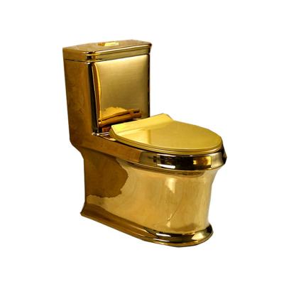 China Springlegroup Automatic Operation Floor-standing Ceramic Double Siphonic Flush Bathroom Single Piece Luxury Golden Toilet for sale