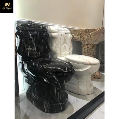 China Springlegroup Retro Luxurious Modern Style Wall Tier Sanitary Ware European Standard Flushing Siphonic Black Marble Toilet for sale