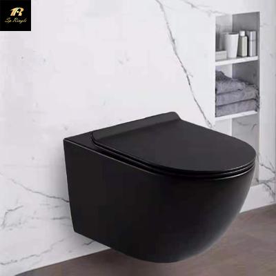 China Springlegroup Porcelain Concealed Convenient Anti Pollution Cistern Wall Hung Black Ceramic Floating Sanitary Ware Bathroom Toilet Bowl for sale