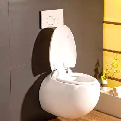 China Luxury Bathroom Water-saving Hidden Tank Springlegroup Round Natural Look Ceramic Wall Mounted White Toilet for sale