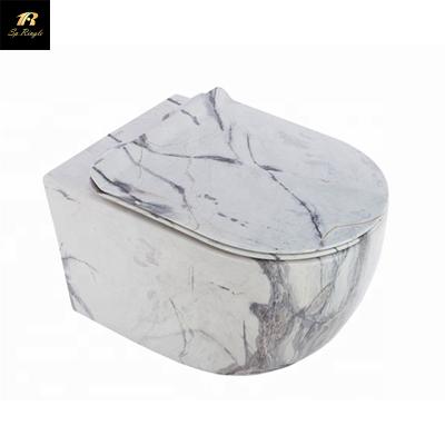 China Luxury Wall Mounted Marble Toilet Sets Simple Flush Concealed Cistern European Style Bathroom Pedestal Sink for sale