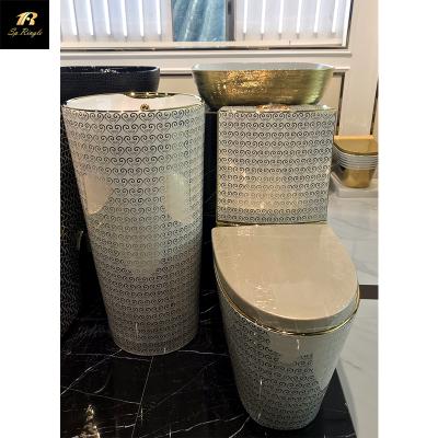 China European-style anti-blocking toilet bowl and decorative custom-made multi-color ceramic anti-blocking sanitary ware set for sale