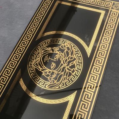 China Art Deco Interior Greek Medusa Gold Ceramic Tiles Italian Glazed Polished Luxury Black Wall Bathroom Europe Large for sale