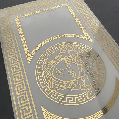 China Europe Classic Polished Medusa Greek Pattern Glazed Decorative Ceramic Gold And White Luxury Bathroom Tiles Walls And Floors for sale