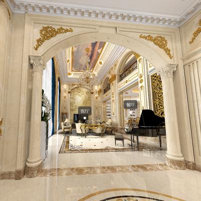 China Solid French Modern Classic Carved Wall Art Emperador Quartz Natural Stone Interior Decorative Marble Roman Columns for sale