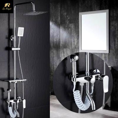 China With Springlegroup Non Easy Water Saving Slide Bar Retractable Stainless Steel Mixer Bathroom Silver Shower Set for sale