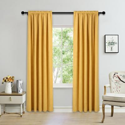 China Blackout Blackout Solid Color Curtains Fabric Ready Made Fabric For Living Room Soft Cortina Velvet For Home for sale