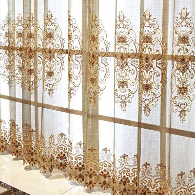 China Blackout European Style Sheer Curtain For Living Room Cortina Luxury Embroidered Voile For Home Ready Made for sale