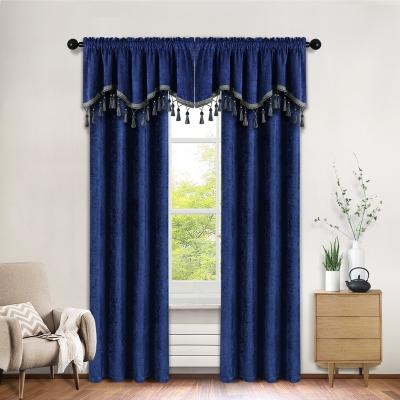 China Modern Window Decoration Curtains For Living Room With Valance Chenille Solid Colors Cortins Valance For Home Ready Made for sale