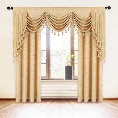 China Blackout Curtains Fabric Solid Fabric With Attached Swag Valance For Living Room Valance Luxury Curtains Ready Made for sale