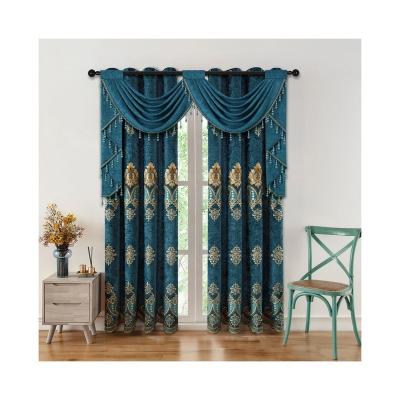 China Luxury Blackout Embroidery Curtains Fabric For Living Room With Hollow Booties Valance Valance Ready Made Drapes for sale