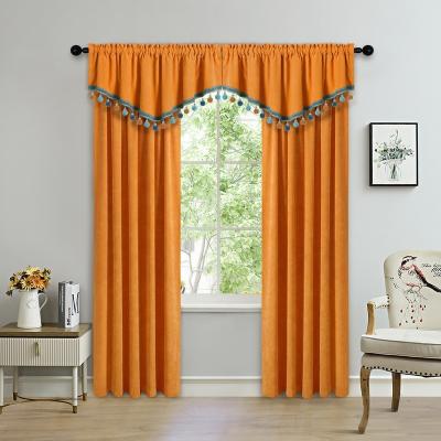 China Modern Blackout Solid Color Velvet Curtain With Valance For Living Room Window Panels Home Scarf Cortins Tier for sale