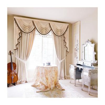 China Luxury Ready Made Window Decoration Blackout Blackout Curtains In Modern Solid Valance Drapes With Tie Back Valance Beads For Living Room for sale