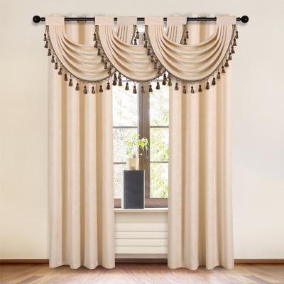 China Window Decoration Solid Color Chenille Curtain With Valance For Living Room European Luxury Valance For Kitchen Ready-to-wear for sale