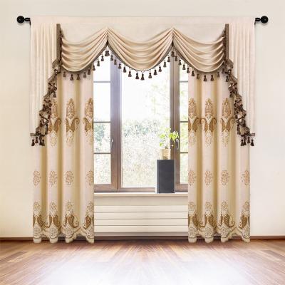 China Beige Valance Curtain in Window Drcoration Modern Chenille Soft for Living Room Luxury Solid Color Window Valance Ready Made for sale