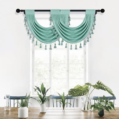 China Elegant Window Decoration Solid Chenille Cascading Valance Curtain For Modern Kitchen Cortina Tier Living Room Home Decor for sale