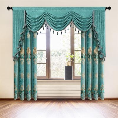 China Window Drcoration Chenille Fabric Soft Curtain With Valance For Living Room Solid Color Valance With Tassel Ready Made for sale