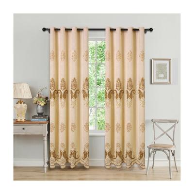 China Modern beige cortines curtain fabric blackout curtains window embroidery fabric in living room home wholesale curtains for bedroom for sale