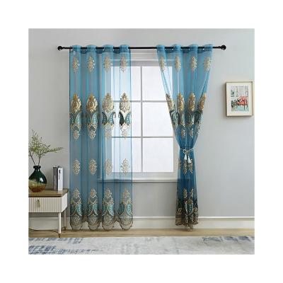 China Window Decoration Tulle Curtain With European Style Embroidery For Voile Ready Made Living Room Cortinas Sheer Fabric Curtain for sale